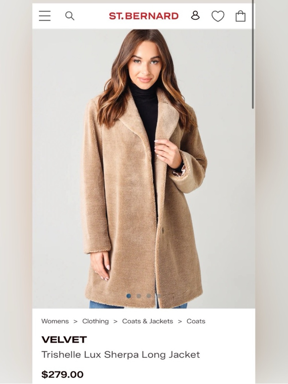 VELVET
Trishelle Lux Sherpa Long
Jacket Size S
$279.00